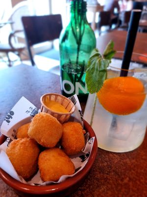 Cheese croquettes and lemonade at OhMA Gent in Ghent