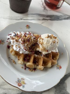 Liège Waffle + ice cream (9,50€)  at OhMA Gent in Ghent