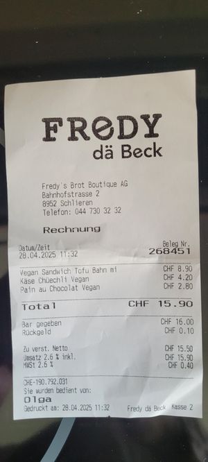  at FREDY dä Beck in Schlieren