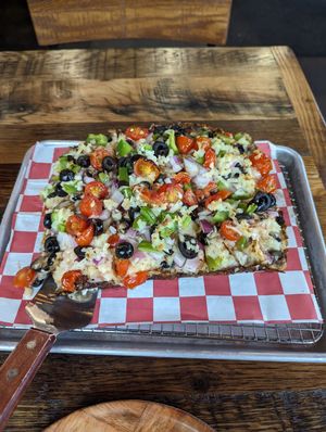 Regular Detroit Veg Out with vegan cheese at Corner Slice in Decatur