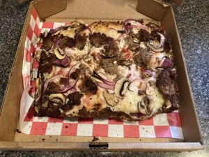 Vegan cheese and space balls pizza  at Corner Slice in Decatur
