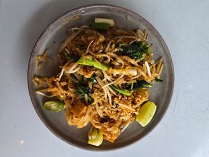 Pad thai with tofu.  Make sure to ask for them to make it vegan at Baan Thai Bistro in Indianapolis