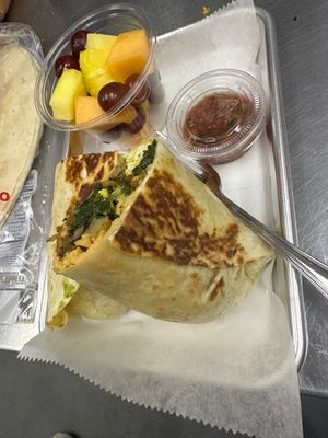 Big burrito and fruit cup at Brunch Box in Springfield