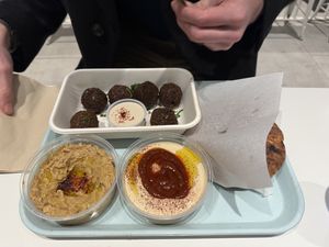 Falafel plate with baba and pita  at Sonny's Mediterranean in Denver