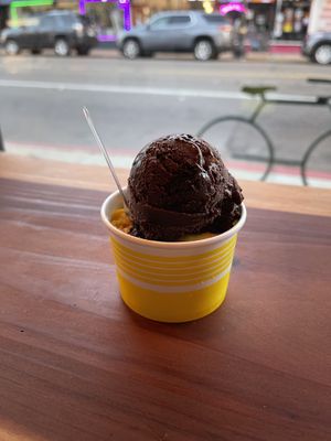 chocolate and mango gelato   at Figaro Dessert Cafe in San Diego