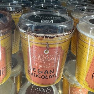 vegan pint of chocolate (but they can package any flavor if you ask)   at Figaro Dessert Cafe in San Diego