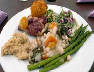 Vegetarian brunch buffet with vegan options at Inn of the Seventh Ray in Topanga