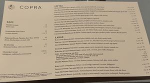 Menu   at Copra in San Francisco