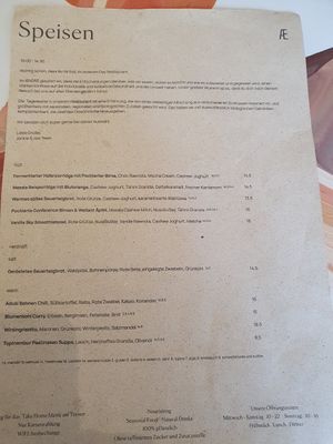 Menu at ÆNDRÈ - Schlüterstraße in Hamburg