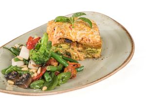 Lasagna + Side Salad at Vege Rama - Adelaide St in Brisbane