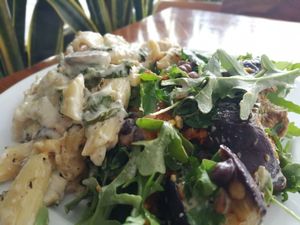 Pasta and salad combo at Vege Rama - Adelaide St in Brisbane