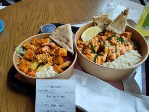 Kids and adults tofu at Fattoush Urban Lebanese Kitchen in Leicester