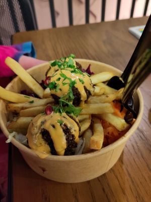 Kids falafel bowl at Fattoush Urban Lebanese Kitchen in Leicester