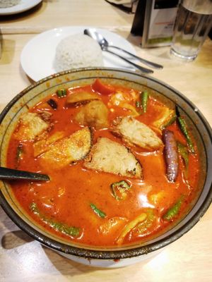 Vegetable curry using only coconut milk and no dairy (vegan). Very tasty. at Beyond Veggie by Secret Recipe in Petaling Jaya