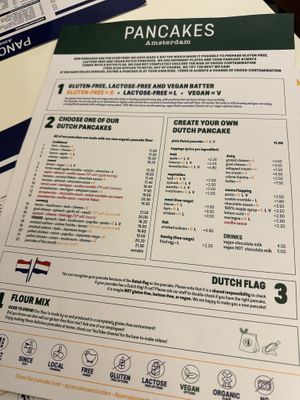 Menu with vegan options (separate to main menu)  at Meneer Pannenkoe in Amsterdam