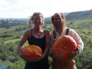 Lucie and Santi, good life, good organical food. at Caballos de Luz in Rocha