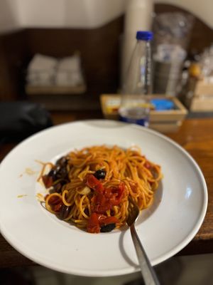 Spaghetti puttanesca   at Donna Maria Pizza in Maiori