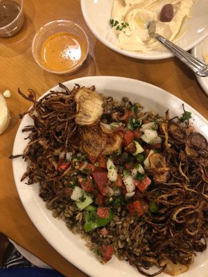Mujadara plate at Aladdin's Eatery in West Chester