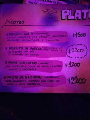 Menu2 at Tres Monos in Buenos Aires