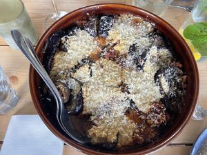 Baked eggplantt  at Vegan Academy in Amsterdam