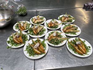 Salad with rocket,pears and blue cheesee  at Vegan Academy in Amsterdam