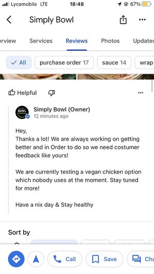 vegan chicken coming soon?!👀  at Simply Bowl - Pick-Up & Delivery  in Kassel