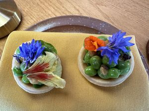 Pea tart  at The Second Story at Little Saint in Healdsburg