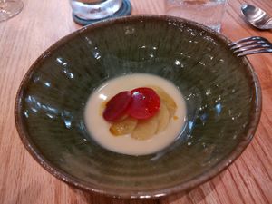 Three kinds of beets with hops - delicate and tasty at The Second Story at Little Saint in Healdsburg