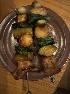 King trumpet mushroom skewer  at The Second Story at Little Saint in Healdsburg