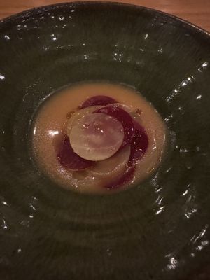 Beet and pumpkin cheese  at The Second Story at Little Saint in Healdsburg