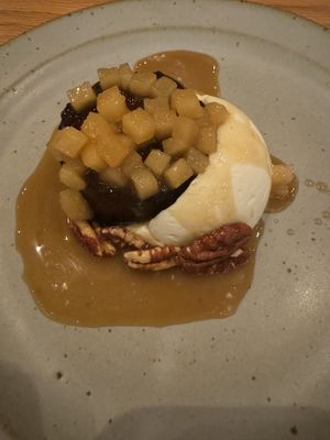 Pudding, apple, coconut iced cream  at The Second Story at Little Saint in Healdsburg