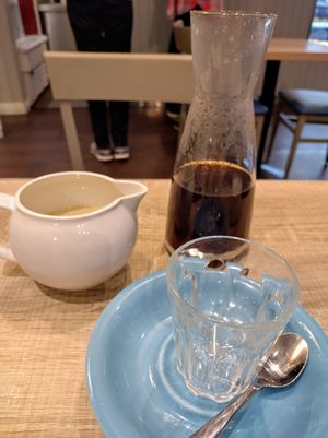 Filter coffee with oat milk at Dukes Coffee Company in Cork