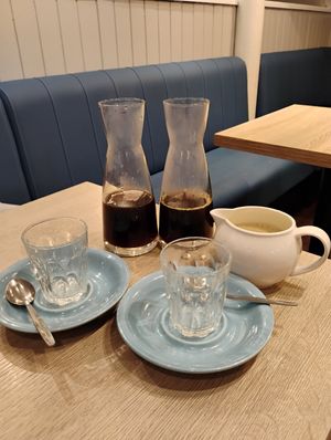 Filter coffee with oat milk at Dukes Coffee Company in Cork