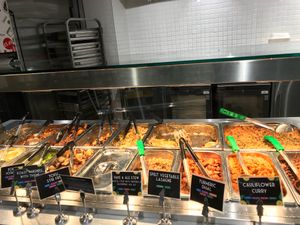 Main dishes for the hot box  at Planet Organic - Torrington Place in London