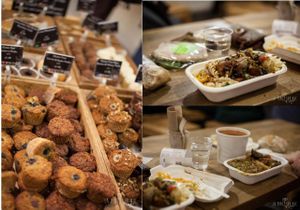 Most cupcakes not vegan but the 2 casseroles + soup are all vegan, dishes picked from their buffet. Affordable prices for the buffet. at Planet Organic - Torrington Place in London