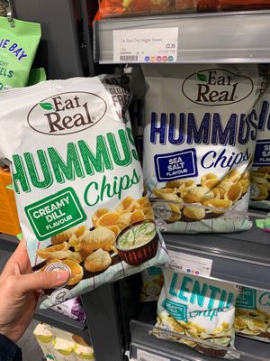 Hummus chips.  at Planet Organic - Torrington Place in London