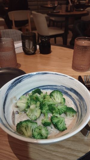 Udon noodles with added broccoli at PLANTA  in Atlanta