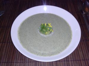 mushroom and coriander soup at L'Elephant Vert in Luang Prabang