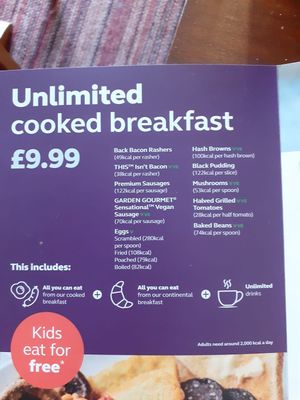 Unlimited cooked breakfast vegan options at Rhubarb Triangle Brewers Fayre in Wakefield