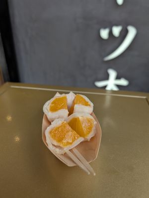 orange mochi at Ben Zai Ten in Nara