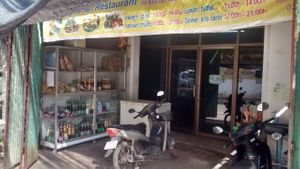 entry area with banner and supplies - on sale  at Han Ahaan J in Vientiane
