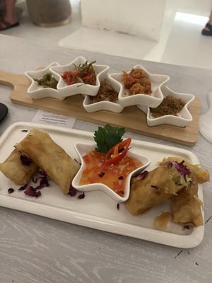 Spring rolls and garnishes   at This is Bali in Ubud