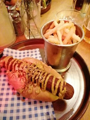 Veganwurst dog at Alberts Schenke in Liverpool