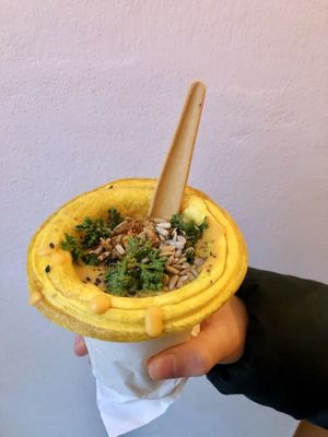 Edible cup and edible spoon!!!!   at Soup Culture in Banska Bystrica