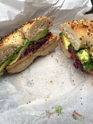 Killer tofu on everything bagel at Pavement Coffeehouse - Newbury in Boston