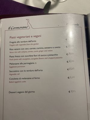 Menù   at Il Cormorano in Cala Gonone