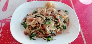 Freid rice noodles w soy sauce (pad see ew), taste nice, 55 baht at Nong J - ร้านน้องเจ in Phuket