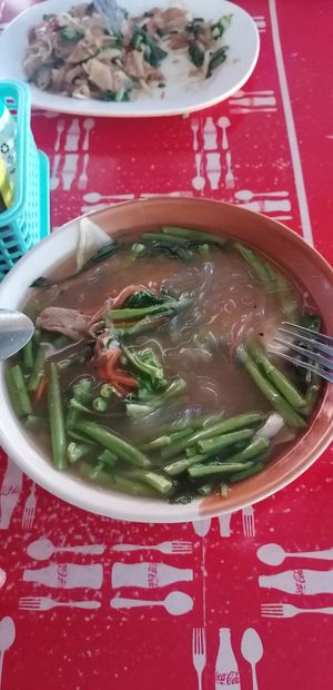 Suki Noodle, 65 baht. Ok taste. Many veggies, few noodles at Nong J - ร้านน้องเจ in Phuket