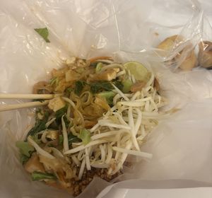 Pad Thai and spring rolls  at Nong J - ร้านน้องเจ in Phuket