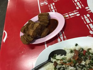Deep fried chikn breast. Add soya sauce and your tastebuds will sing! at Nong J - ร้านน้องเจ in Phuket